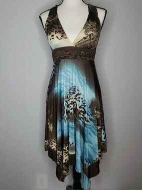 Paradise Leopard and Paisley Y2K Handkerchief Hem Dress